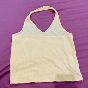 American Eagle ribbed yellow halter top in large